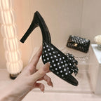 CHANEL Double C New Camellia High Heel Black/White Caro