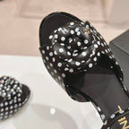CHANEL Double C New Camellia High Heel Black/White Caro