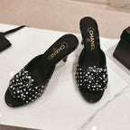CHANEL Double C New Camellia High Heel Black/White Caro