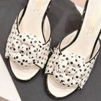 CHANEL Double C New Camellia High Heel White/Black caro