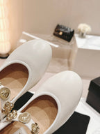 CHANEL MARY JANE SHOES WHITE LAMBSKIN