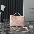 BOTTEGA VENETA SMALL ANDIAMO 25 IN LIGHT PINK LAMBSKIN