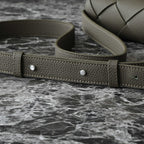 BOTTEGA VENETA 25S DIAGO 22 IN DARK OLIVE CALFSKIN SILVER HARDWARE