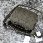 BOTTEGA VENETA 25S DIAGO 22 IN DARK OLIVE CALFSKIN SILVER HARDWARE