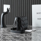 BOTTEGA VENETA 25S DIAGO 22 IN BLACK CALFSKIN PATENT SILVER HARDWARE