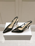 DIOR MY DD 25S SLINGBACK PUMP 50MM IN BLACK CALFSKIN
