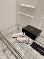 CHANEL CASUAL SNEAKER IN WHITE AND PURPLE CALFSKIN