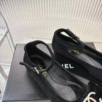 CHANEL BOW MARY JANE SHOES IN BLACK VELVET