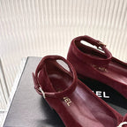 CHANEL BOW MARY JANE SHOES IN GARNET RED VELVET