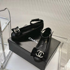 CHANEL BOW MARY JANE SHOES IN BLACK LAMBSKIN