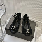 CHANEL BOW MARY JANE SHOES IN BLACK LAMBSKIN