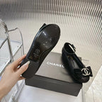 CHANEL BOW MARY JANE SHOES IN BLACK LAMBSKIN
