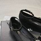 CHANEL BOW MARY JANE SHOES IN BLACK LAMBSKIN