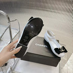 CHANEL BOW MARY JANE SHOES IN WHITE LAMBSKIN