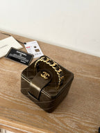 CHANEL MINI VINTAGE COSMETIC BAG 11 IN MIKADO SHINY CALFSKIN GOLD HARDWARE