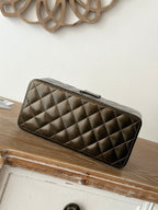 CHANEL VINTAGE COSMETIC BAG 22 IN MIKADO SHINY CALFSKIN GOLD HARDWARE