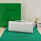 BOTTEGA VENETA Long Clutch Andiamo 31 White Leather Ghw