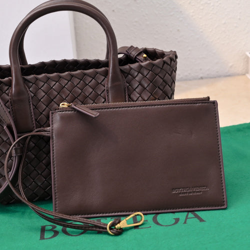 BOTTEGA VENETA Mini Cabat 20cm Chocolate Lambskin Ghw