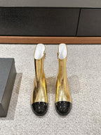 CHANEL SHORT BOOTS IN GOLDEN MIX BLACK LAMBSKIN