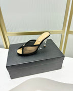 CHANEL HIGH HEEL PEEP TOE IN BLACK BREATHABLE MESH