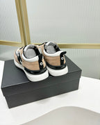 CHANEL SNEAKER IN TAN BROWN SUEDE AND GREY BREATHABLE MESH