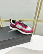 CHANEL SNEAKER IN BARBIE PINK SUEDE AND GREY BREATHABLE MESH