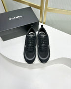 CHANEL SNEAKER IN BLACK SUEDE AND BREATHABLE MESH