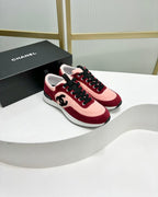 CHANEL SNEAKER IN LIGHT PINK MIX CHERRY RED SUEDE