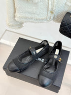 CHANEL FLAT SHOES IN BLACK MESH MIX LAMBSKIN