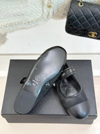 CHANEL FLAT SHOES IN BLACK MESH MIX LAMBSKIN
