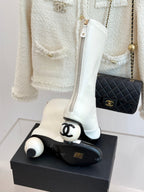 CHANEL PEARL BOOTS IN WHITE CALFSKIN