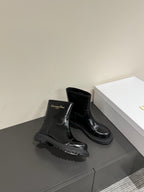 DIOR D-TOWN ANKLE BOOTS IN BLACK PATENT CALFSKIN