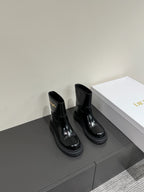 DIOR D-TOWN ANKLE BOOTS IN BLACK PATENT CALFSKIN