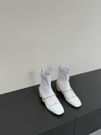 DIOR BELLE-D HEELED ANKLE BOOT WHITE PATENT CALFSKIN