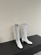 DIOR BELLE-D HEELED BOOT WHITE PATENT CALFSKIN