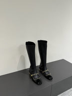 DIOR BELLE-D HEELED BOOT BLACK PATENT CALFSKIN