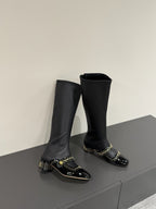 DIOR BELLE-D HEELED BOOT BLACK PATENT CALFSKIN