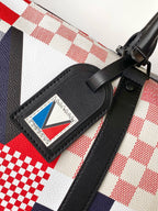LOUIS VUITTON LV 25S SAC KEEPALL BANDOULIÈRE 50 IN MULTICOLOR CANVAS AND CALFSKIN TRIM