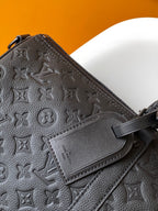 LOUIS VUITTON LV 25S KEEPALL BANDOULIÈRE BAG 50 IN BLACK EMBOSSED TAURILLON CALFSKIN MONOGRAM