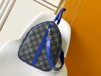 LOUIS VUITTON KEEPALL BANDOULIÈRE 50 IN BLUE GREEN DAMIER HERITAGE COATED CANVAS