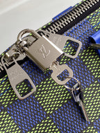 LOUIS VUITTON KEEPALL BANDOULIÈRE 50 IN BLUE GREEN DAMIER HERITAGE COATED CANVAS