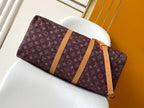 LOUIS VUITTON LV 25S KEEPALL 50 MONOGRAM CRYSTALS IN DARK PURPLE CANVAS AND CALFSKIN TRIM