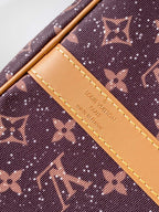 LOUIS VUITTON LV 25S KEEPALL 50 MONOGRAM CRYSTALS IN DARK PURPLE CANVAS AND CALFSKIN TRIM