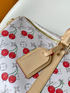 LOUIS VUITTON KEEPALL BANDOULIÈRE 45 IN WHITE AND RED CALFSKIN