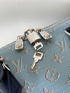 LOUIS VUITTON LV 25S KEEPALL BANDOULIÈRE BAG 50 IN BLUE MONOGRAM HERITAGE CALFSKIN