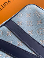 LOUIS VUITTON LV 25S KEEPALL BANDOULIÈRE BAG 50 IN BLUE MONOGRAM HERITAGE CALFSKIN