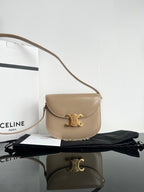 CELINE TRIOMPHE 15 Cream Gray Calfskin Handbag