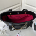 CHANEL 23P Hobo Shopping Black Calfskin Gold Hardware