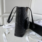 CHANEL 23P Hobo Shopping Black Calfskin Gold Hardware