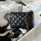 CHANEL SMALL FLAP BAG 20 IN BLACK LAMBSKIN GOLD HARDWARE